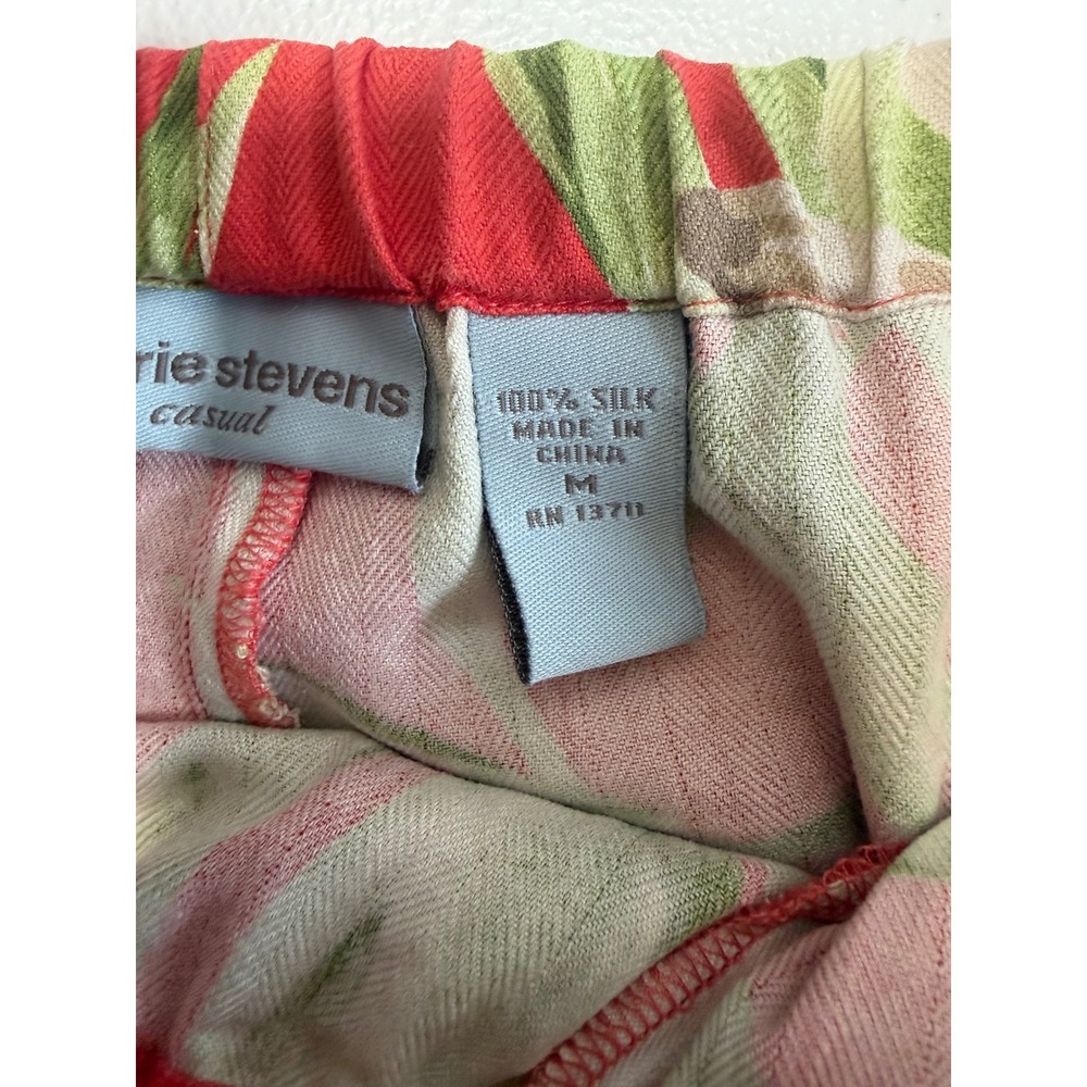 Valerie Stevens Womens Silk Cropped Pants Medium Tropical Resort Summer Beach - Picture 14 of 15
